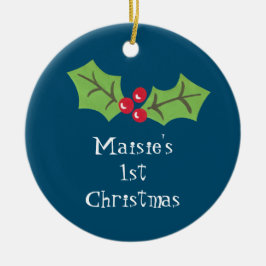 ホリパーソナライズされたー&ベリー1stクリスマス セラミックオーナメント