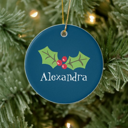 ホリパーソナライズされたー&ベリー セラミックオーナメント (ツリー)