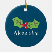 ホリパーソナライズされたー&ベリー セラミックオーナメント (正面)