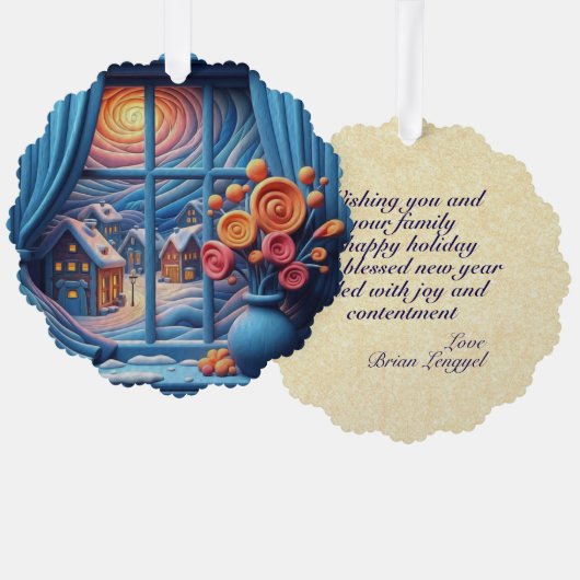 ホリパーソナライズされた感動的ー・ウィッシュ オーナメントカード (正面/裏面)