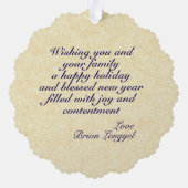 ホリパーソナライズされた感動的ー・ウィッシュ オーナメントカード (裏面)