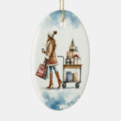 ホリファッショニスタデーショップコーヒーカートパーソナライズされた セラミックオーナメント (右)