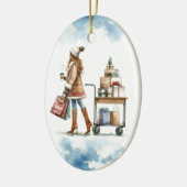 ホリファッショニスタデーショップコーヒーカートパーソナライズされた セラミックオーナメント (左)