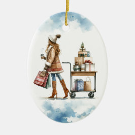 ホリファッショニスタデーショップコーヒーカートパーソナライズされた セラミックオーナメント