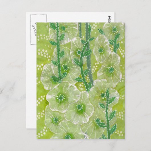 ホリホックマリーマルバフラワーズグリーンシェードフローラ ポストカード (正面/裏面)
