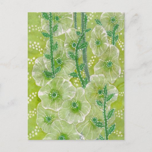 ホリホックマリーマルバフラワーズグリーンシェードフローラ ポストカード (正面)
