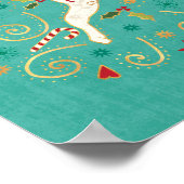 ホリメリーデイティール（緑がかった色）トナカイ ポスター (角)