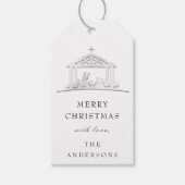 ホリメリーデークリスマスホーリーファミリーグレーの名前へ ギフトタグ (正面)