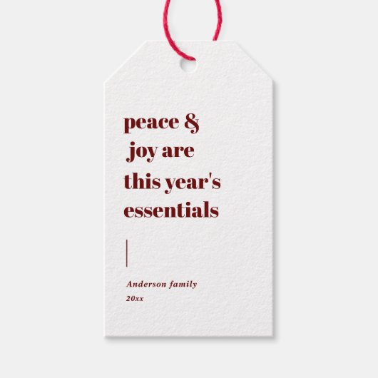 ホリモダンデイ引用文ピースアンドジョイ ギフトタグ (正面)