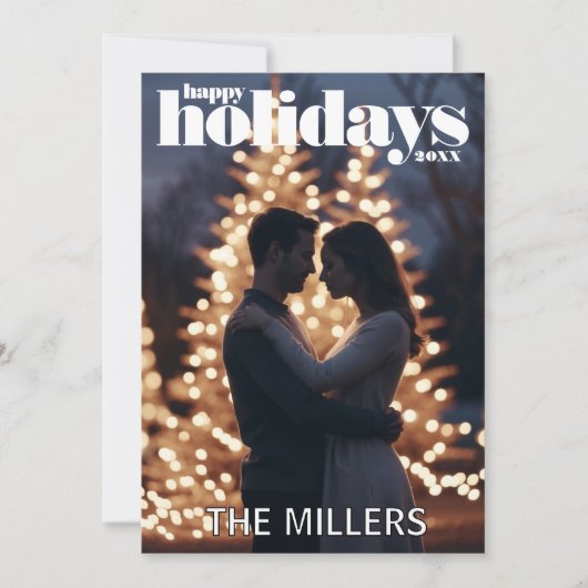 ホリモダンデーフォトクリスマスカード 招待状 (正面)