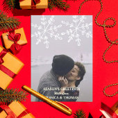 ホリモダンデーフォトスノーフレークスクリスマスカード シーズンカード