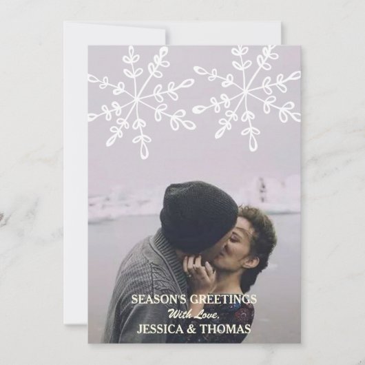 ホリモダンデーフォトスノーフレークスクリスマスカード シーズンカード (正面)