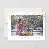 ホリモダンメリーティ雪の結晶フォトホワイト マグネット招待状 (正面)