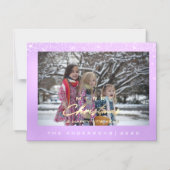 ホリモダンメリーー写真金ゴールドスパークパープルホワイト マグネット招待状 (正面)