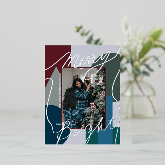 ホリモダンーメリーブライトブルースフォトジオ 箔シーズンポストカード (立ち正面)