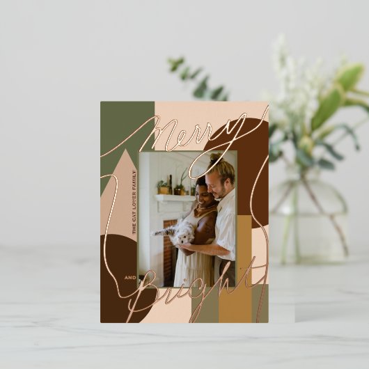 ホリモダンーメリーブライト地球トーン写真地域 箔シーズンポストカード (立ち正面)