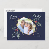 ホリモダンー金ゴールドジオフォトフレームNavy |ホリデーカード ポストカード (正面/裏面)