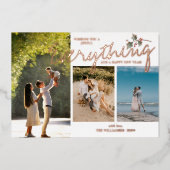 ホリモダンー3フォトレッドグリーン新エレガント家族 箔シーズンカード (正面)