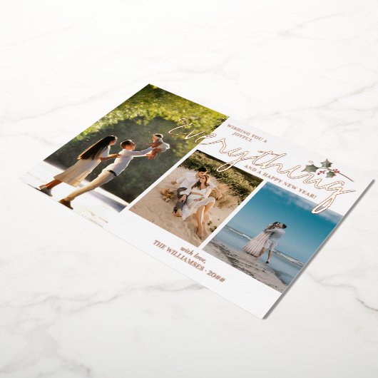 ホリモダンー3フォトレッドグリーン新エレガント家族 箔シーズンカード (回転した状態)