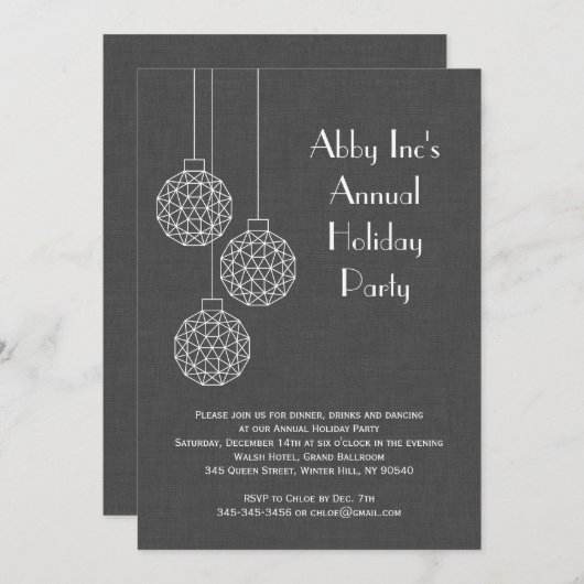 ホリモダン企業のデーパーティー招待状 – グレー 招待状 (正面/裏面)