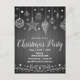 ホリモダン素朴デークリスマスパーティの招待状 ポストカード