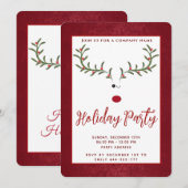 ホリーおもしろいトナカイの休日パ企業のーティ 招待状 (正面/裏面)