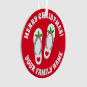 ホリーおもしろいリーフビーチサンダル熱帯クリスマス オーナメント (正面)