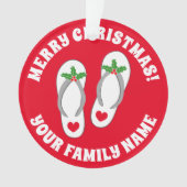 ホリーおもしろいリーフビーチサンダル熱帯クリスマス オーナメント (正面)