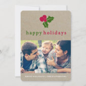ホリーかわいらしクラフトホリデーフォトカード シーズンカード (正面)