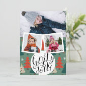 ホリーすてきおもしろいスクリプトクリスマスパインの木写真 シーズンカード (スタンド正面)