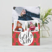 ホリーすてきおもしろいスクリプトクリスマスパインの木写真 シーズンカード (スタンド正面)