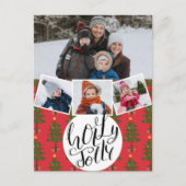 ホリーすてきおもしろいスクリプトクリスマスパインツリーフェスティバル シーズンポストカード (正面)