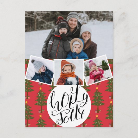 ホリーすてきおもしろいスクリプトクリスマスパインツリーフェスティバル シーズンポストカード (正面)