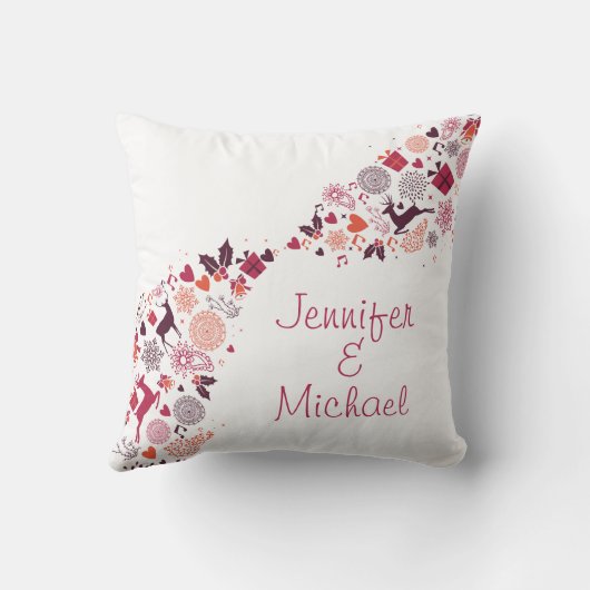 ホリーすてきおもしろい赤い雪の名前のクリスマスを追加 クッション (裏面)