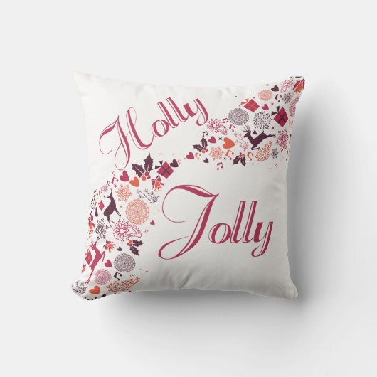 ホリーすてきおもしろい赤い雪の名前のクリスマスを追加 クッション (正面)