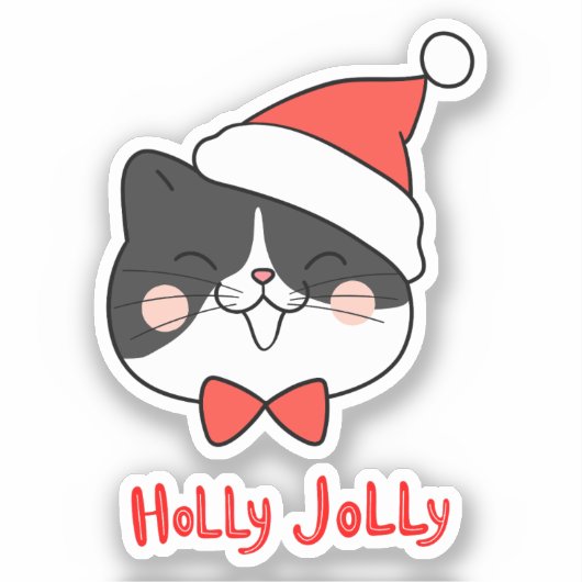 ホリーすてきかわいいかわいいサンタ猫クリスマス シール (正面)