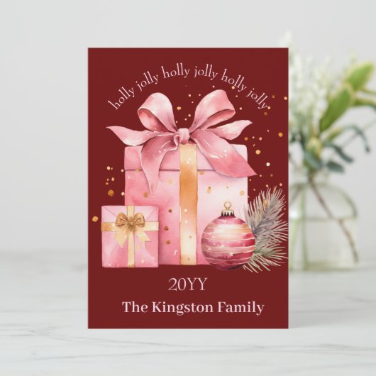 ホリーすてきウォーター色クリスマスプレゼントのご希望 シーズンカード (スタンド正面)