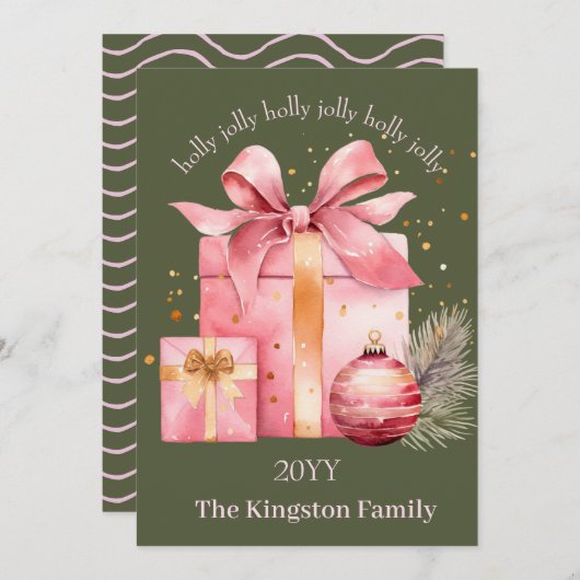 ホリーすてきウォーター色クリスマスプレゼントのご希望 シーズンカード (正面/裏面)