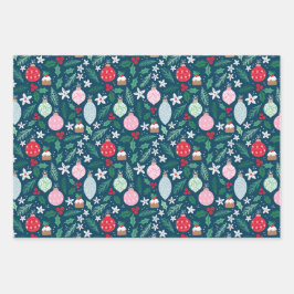 ホリーすてきオーナメントホリデイ ラッピングペーパーシート