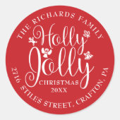 ホリーすてきクリスマスの祝日の住所 ラウンドシール (正面)