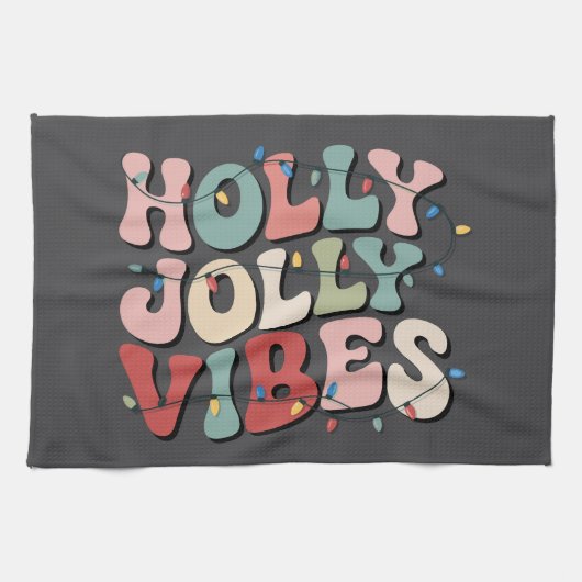 ホリーすてきクリスマスギフトファミリークリスマスホリデー キッチンタオル (横)
