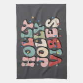 ホリーすてきクリスマスギフトファミリークリスマスホリデー キッチンタオル (縦)