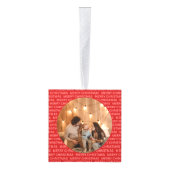 ホリーすてきクリスマススクリプト3家族の写真赤 キューブオーナメント (右)