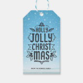 ホリーすてきクリスマスタイポグラフィブルースノーカスタム ギフトタグ (正面)