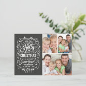 ホリーすてきクリスマスチャックボード写真コラージュ シーズンカード (スタンド正面)