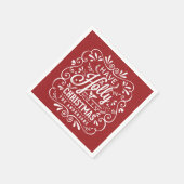 ホリーすてきクリスマスチョークアートレッド紙ナプキンス スタンダードカクテルナプキン (角)