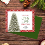 ホリーすてきクリスマスツリープレイドクリスマス シーズンカード<br><div class="desc">この伝統的デザインは、格子状の背景に光を当てた雪の多いクリスマスツリーを備えている。クリックカスタマイズボタンを使用すると、文字とグラフィックスをより柔軟に変更できます。このデザインのバリエーションや調整製品は当店zazzle.com/store/doodleluluで入手できる。お連絡もし客様のマッチングデザインを作成するには、この製品を特定の製品に適用する必要ユニークがあります！6月2日までにDoodleLuluを見てくれてどうもありがとうバグデザイン!</div>