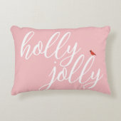 ホリーすてきクリスマスピンク白スタイリッシュ文字 アクセントクッション (正面)