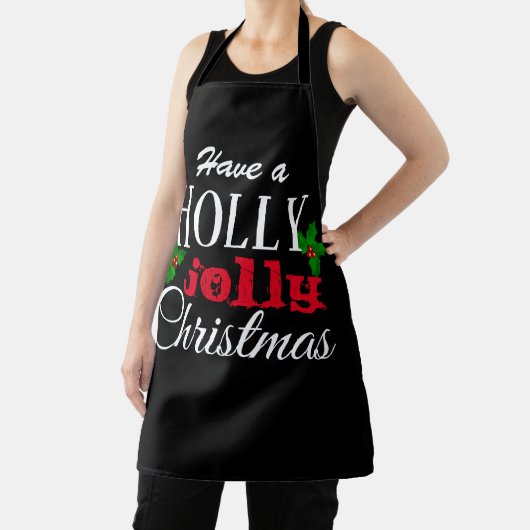ホリーすてきクリスマスブラックレッドホワイトフェスティバル エプロン (インサイチュ)
