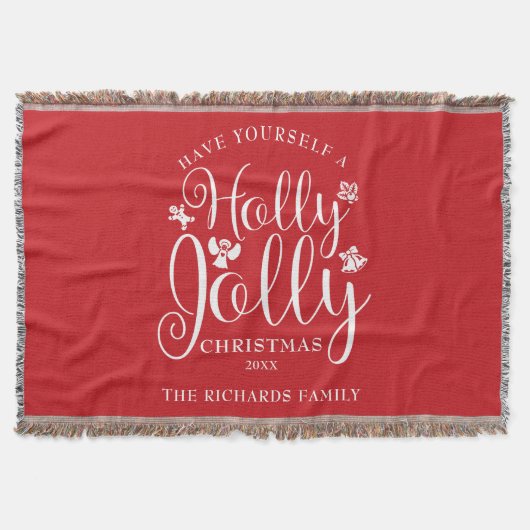 ホリーすてきクリスマスホリデーズファミリー名 スローブランケット (正面)